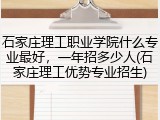 石家庄理工职业学院什么专业最好，一年招多少人(石家庄理工优势专业招生)