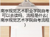 南京视觉艺术职业学院自考可以去读吗，流程是什么(南京视觉艺术学院自考流程)