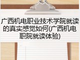 广西机电职业技术学院就读的真实感觉如何(广西机电职院就读体验)