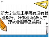 浙大宁波理工学院有没有就业指导，好就业吗(浙大宁理就业指导及前景)