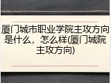 厦门城市职业学院主攻方向是什么，怎么样(厦门城院主攻方向)