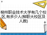 柳州职业技术大学有几个校区,有多少人(柳职大校区及人数)
