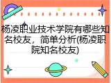 杨凌职业技术学院有哪些知名校友，简单分析(杨凌职院知名校友)