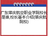 广东肇庆航空职业学院校长是谁,校长基本介绍(肇庆航院校)
