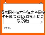 酒泉职业技术学院高考需多少分能录取呢(酒泉职院录取分数)