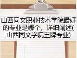 山西同文职业技术学院最好的专业是哪个，详细阐述(山西同文学院王牌专业)