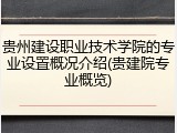 贵州建设职业技术学院的专业设置概况介绍(贵建院专业概览)