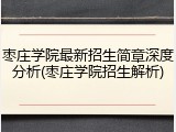 枣庄学院最新招生简章深度分析(枣庄学院招生解析)