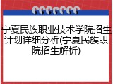 宁夏民族职业技术学院招生计划详细分析(宁夏民族职院招生解析)