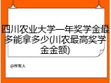 四川农业大学一年奖学金最多能拿多少(川农最高奖学金金额)