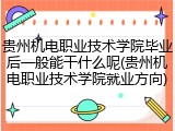 贵州机电职业技术学院毕业后一般能干什么呢(贵州机电职业技术学院就业方向)