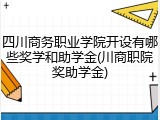 四川商务职业学院开设有哪些奖学和助学金(川商职院奖助学金)