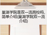 巢湖学院是双一流高校吗，简单介绍(巢湖学院双一流介绍)