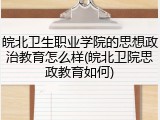 皖北卫生职业学院的思想政治教育怎么样(皖北卫院思政教育如何)