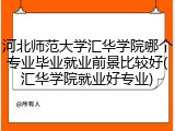 河北师范大学汇华学院哪个专业毕业就业前景比较好(汇华学院就业好专业)