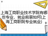 上海工商职业技术学院有哪些专业，就业前景如何(上海工商职院专业就业)