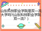 山东科技职业学院是双一流大学吗?(山东科技职业学院双一流？)