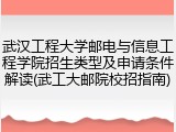 武汉工程大学邮电与信息工程学院招生类型及申请条件解读(武工大邮院校招指南)