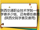 陕西交通职业技术学院一年学费多少钱，还有哪些费用(陕西交院学费及费用)