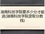 湖南科技学院要多少分才能进(湖南科技学院录取分数线)