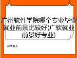 广州软件学院哪个专业毕业就业前景比较好(广软就业前景好专业)