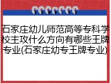 石家庄幼儿师范高等专科学校主攻什么方向有哪些王牌专业(石家庄幼专王牌专业)