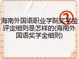 海南外国语职业学院奖学金评定细则是怎样的(海南外国语奖学金细则)
