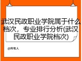 武汉民政职业学院属于什么档次，专业排行分析(武汉民政职业学院档次)