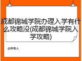 成都锦城学院办理入学有什么攻略没(成都锦城学院入学攻略)