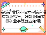 安徽矿业职业技术学院有没有就业指导，好就业吗(安徽矿业学院就业如何)