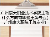 广州康大职业技术学院主攻什么方向有哪些王牌专业(广州康大职院王牌专业)