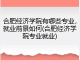 合肥经济学院有哪些专业，就业前景如何(合肥经济学院专业就业)