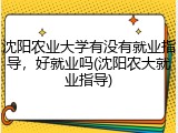沈阳农业大学有没有就业指导，好就业吗(沈阳农大就业指导)