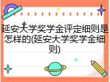 延安大学奖学金评定细则是怎样的(延安大学奖学金细则)