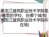 黑龙江建筑职业技术学院是哪里的学校，在哪个城市(黑龙江建筑职业技术学院所在地)