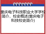 重庆电子科技职业大学学校简介，校史概述(重庆电子科技校史简介)