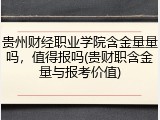 贵州财经职业学院含金量量吗，值得报吗(贵财职含金量与报考价值)