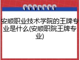 安顺职业技术学院的王牌专业是什么(安顺职院王牌专业)