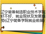 辽宁装备制造职业技术学院好不好，就业现状及发展趋势(辽宁装备学院就业前景)