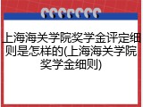 上海海关学院奖学金评定细则是怎样的(上海海关学院奖学金细则)