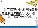 广东工程职业技术学院哪些专业就业前景好，为什么(广东工程好就业专业)