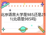 北京语言大学是985还是211(北语是985吗)