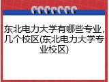 东北电力大学有哪些专业，几个校区(东北电力大学专业校区)