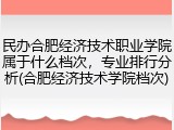 民办合肥经济技术职业学院属于什么档次，专业排行分析(合肥经济技术学院档次)