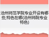 沧州师范学院专业开设有哪些,特色在哪(沧州师院专业特色)