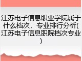江苏电子信息职业学院属于什么档次，专业排行分析(江苏电子信息职院档次专业)