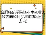 合肥师范学院毕业生就业大致去向如何(合师院毕业生去向)