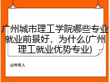 广州城市理工学院哪些专业就业前景好，为什么(广州理工就业优势专业)