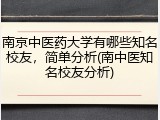 南京中医药大学有哪些知名校友，简单分析(南中医知名校友分析)