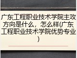 广东工程职业技术学院主攻方向是什么，怎么样(广东工程职业技术学院优势专业)